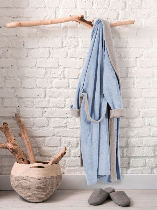 Guy Laroche Duo Bathrobe with Collar Blue 380gr/m²