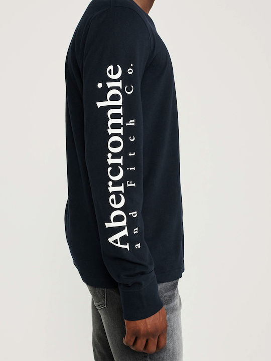 Abercrombie & Fitch Ανδρική Μπλούζα Μακρυμάνικη Navy Μπλε