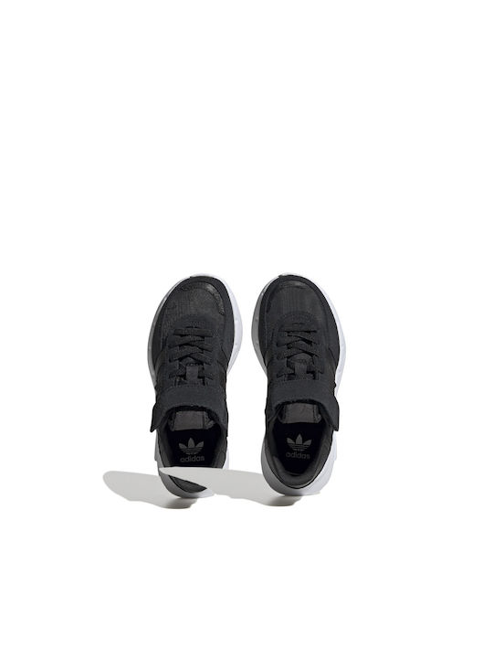 Retropy F2 Kids Sports Shoes Running with Hoop & Loop Closure Black