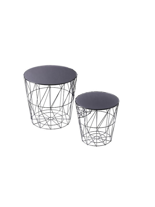 Round Zigon Set Metal Black 3 Pieces M38xW38xH38.5cm