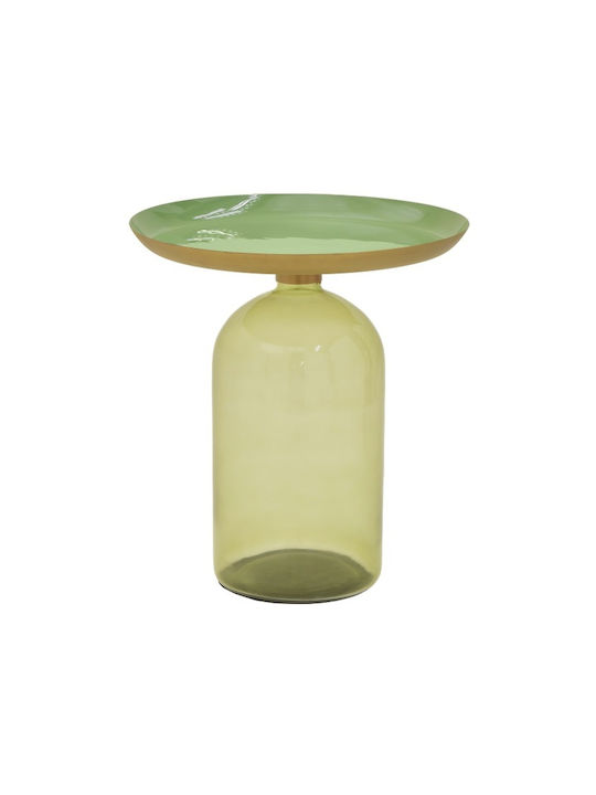 Round Side Table Glass Dark Green 50x50x56 cm