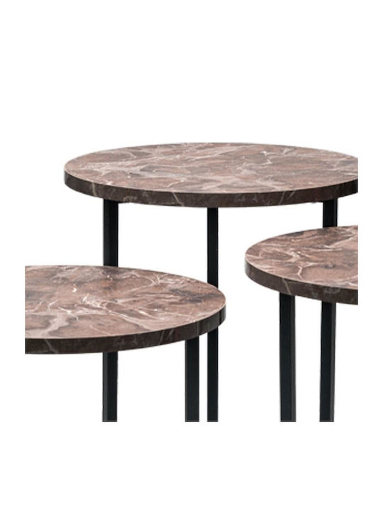 Round Side Table Diamond Metal Gray 3pcs L39xW39xH60cm.