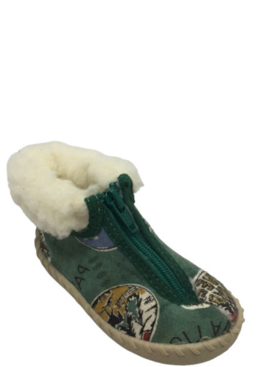 Adam's Shoes Kids Slipper Ankle Boot Green