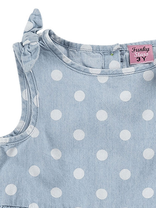 Funky Kids Dress Polka Dot Sleeveless Light Blue