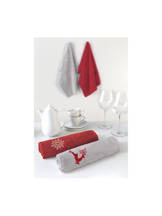 Saint Clair Set Christmas Towels Fabric Red L2xW35xD50cm. 2pcs