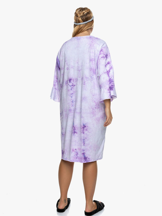 Cămașă de noapte din bumbac Tie Dye Violet