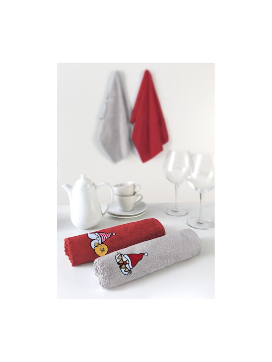 Saint Clair Set Christmas Towels Fabric Red L2xW35xD50cm. 2pcs