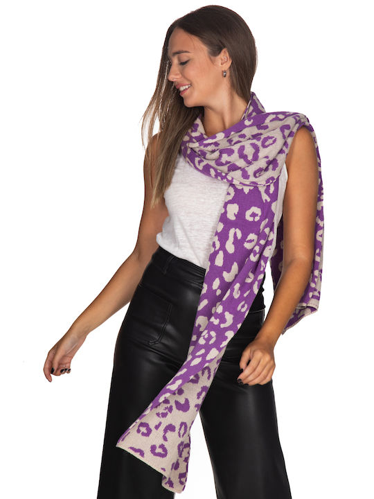 Scarf with cashmere animal - Purple 10201
