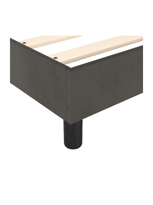 Double Upholstered Bed Base with Fabric Dark Gray for Mattress 140x200cm