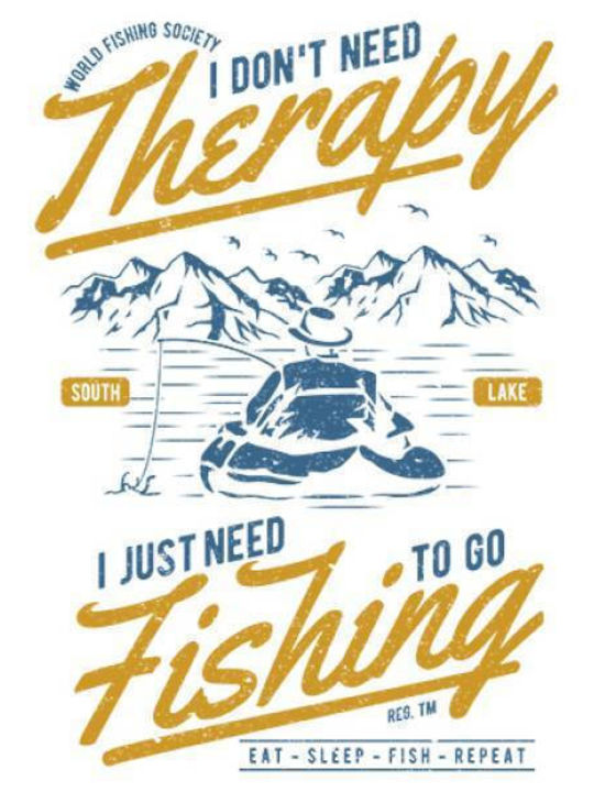 Takeposition Fishing Therapy T-shirt Bărbătesc cu Mânecă Scurtă Alb