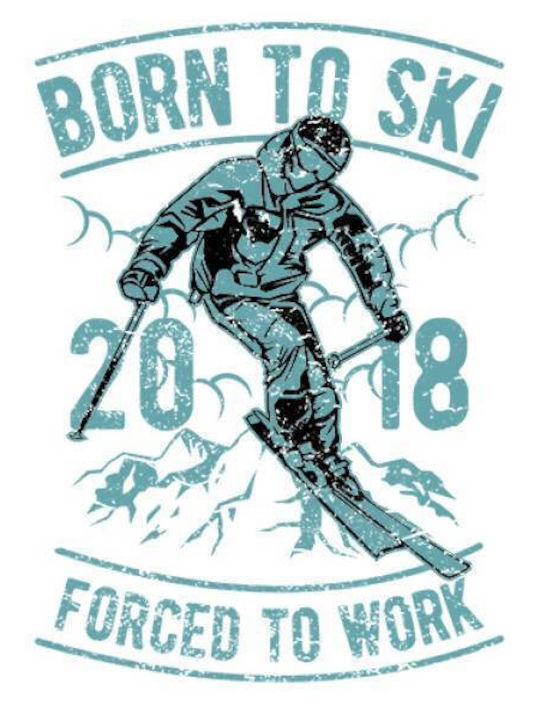 Takeposition Born to ski T-shirt Bărbătesc cu Mânecă Scurtă Alb