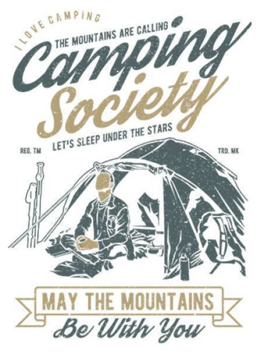 Takeposition Camping Society T-shirt Bărbătesc cu Mânecă Scurtă Alb