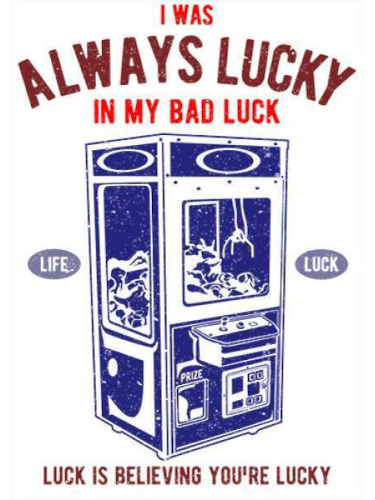 Takeposition Always Lucky T-shirt Bărbătesc cu Mânecă Scurtă Alb