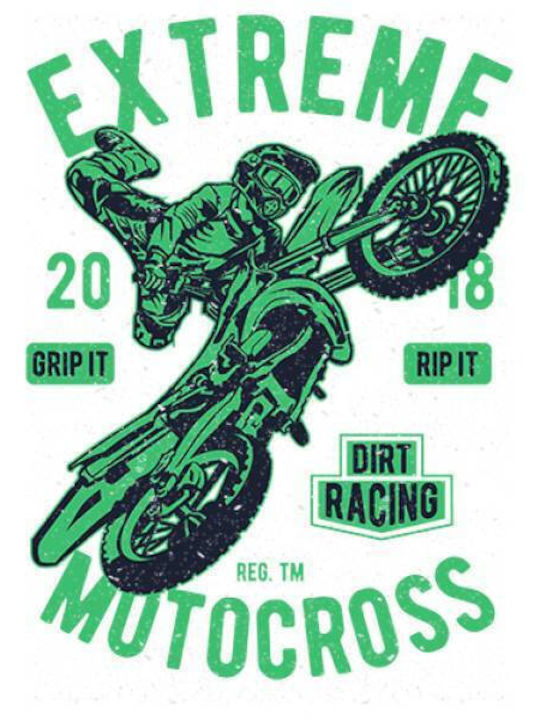 Takeposition Extreme Motocross T-shirt Bărbătesc cu Mânecă Scurtă Alb