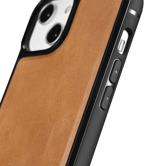 iCarer Oil Wax Umschlag Rückseite Leder Braun (iPhone 14 Pro)