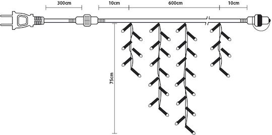 300 Λαμπάκια LED 6μ. x 75εκ. Θερμό Λευκό τύπου Βροχή