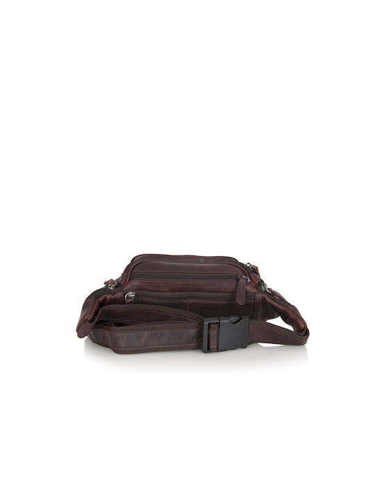 RCM Men's Leather Waist Bag Σκούρο Καφέ