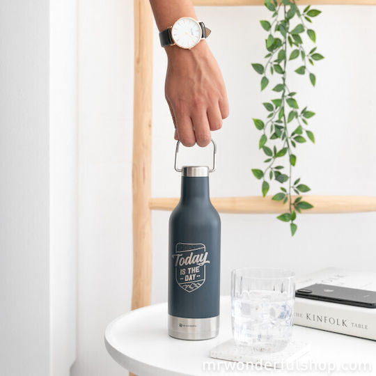 Mr. Wonderful Today Is My Day Μπουκάλι Θερμός Ανοξείδωτο 500ml Μπλε