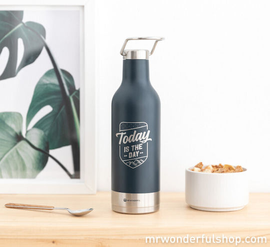Mr. Wonderful Today Is My Day Μπουκάλι Θερμός Ανοξείδωτο 500ml Μπλε