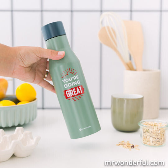 Mr. Wonderful You're Doing Great Μπουκάλι Θερμός Ανοξείδωτο 500ml Πράσινο