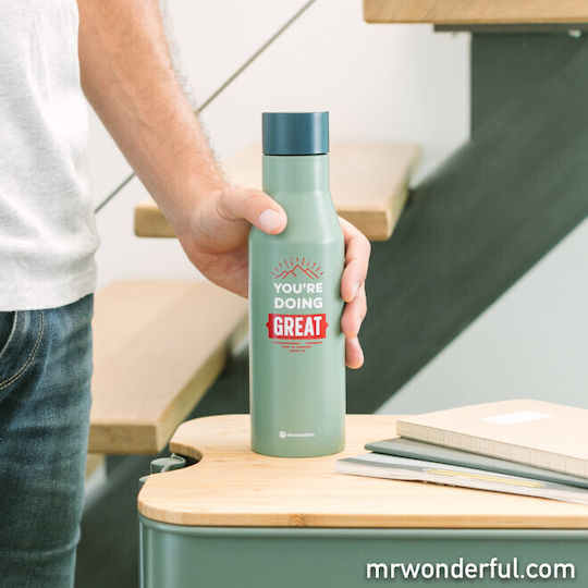 Mr. Wonderful You're Doing Great Μπουκάλι Θερμός Ανοξείδωτο 500ml Πράσινο