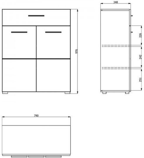 Μπουφές Beny mit Schubladen White / White Lacquer 79x35x97.5cm
