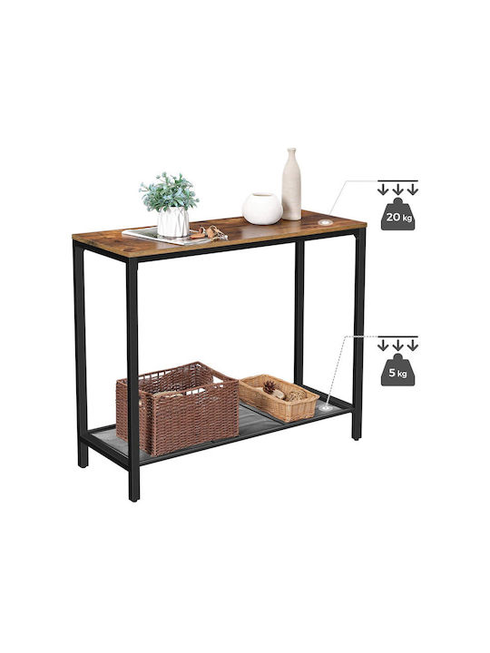 Consolă Lemn Negru / Nuc L100xL35xÎ80cm
