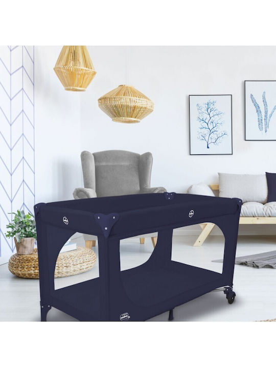 Asalvo Essential Παρκοκρέβατο με Στρώμα Navy Μπλε 65x125cm