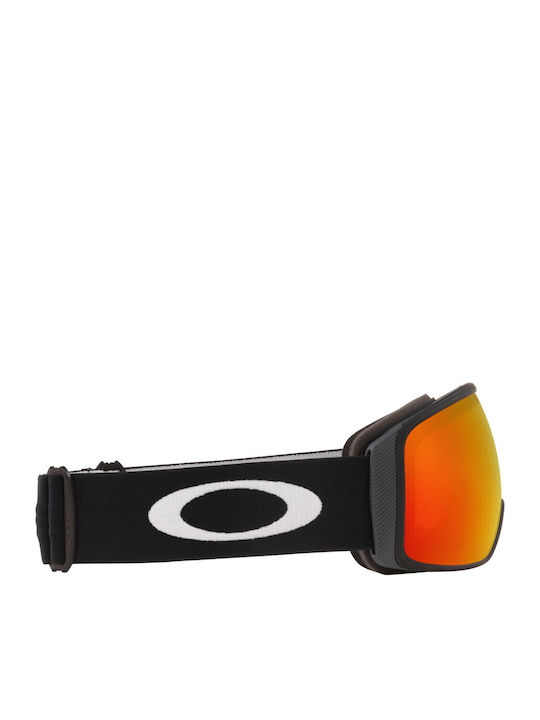 Oakley Flight Tracker Mască de Schi & Snowboard pentru Adulți Neagră cu Lentilă Oglindă Roșie