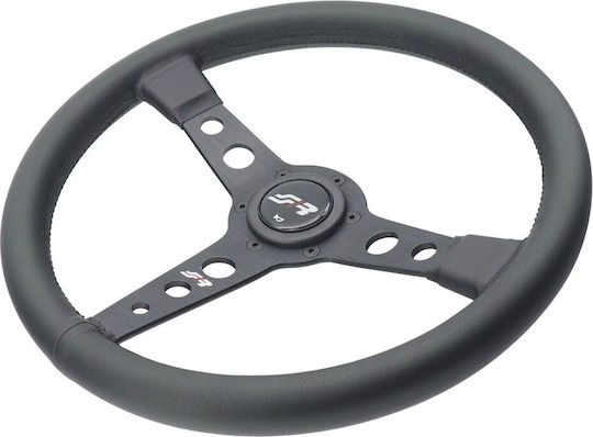 Simoni Racing Τιμόνι Αυτοκινήτου Grinta Δερμάτινο Τριάκτινο με Διάμετρο 35cm Μαύρο/Μαύρο