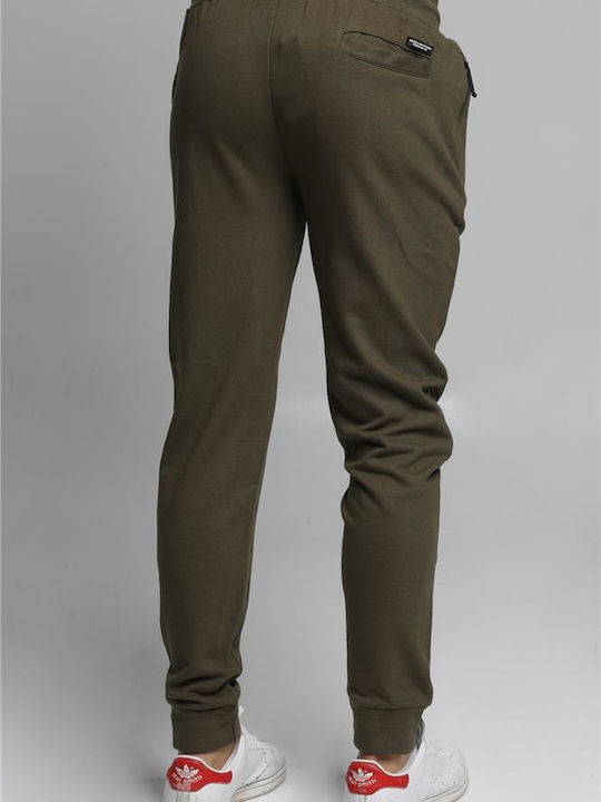 Double Men's Fleece Sweatpants with Rubber Khaki