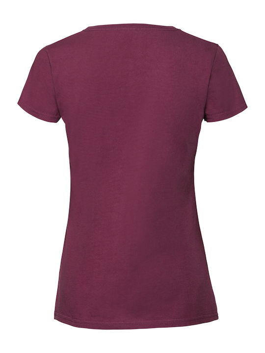 Fruit of the Loom Ringspun Premium Γυναικείο Διαφημιστικό T-shirt Κοντομάνικο Burgundy