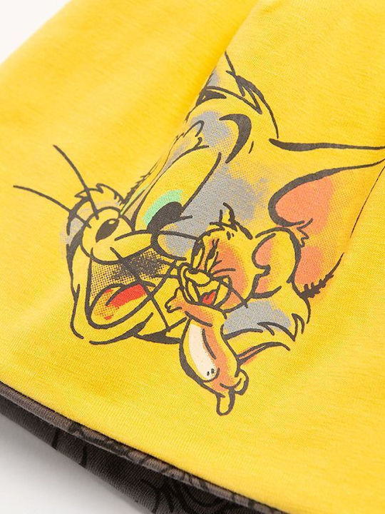 Tom & Jerry Παιδικό Σκουφάκι Διπλής Όψης Υφασμάτινο Κίτρινο