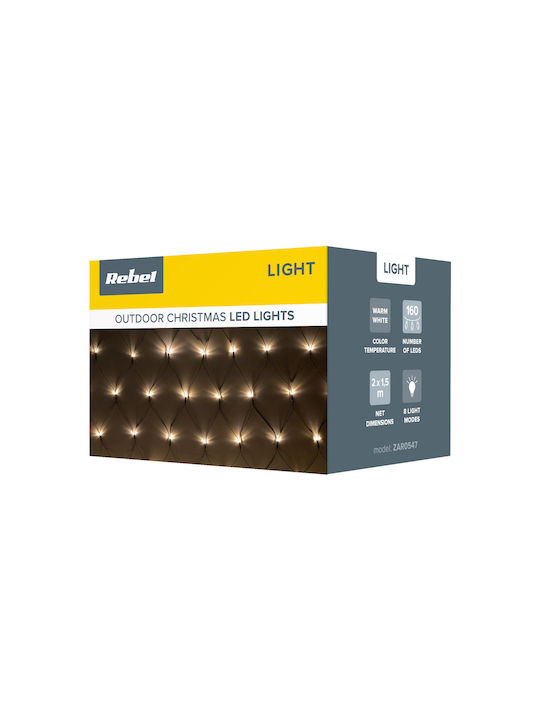 160 Lights LED 2m. x 150cm Warm White type Net 1pcs