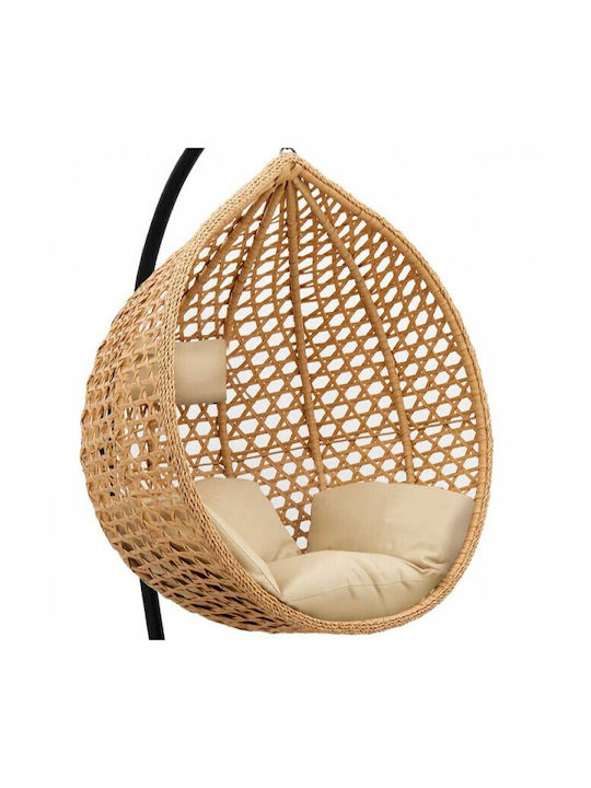Morfeas Nest Swing with Stand and Pillow Natural Rattan 107x107x120cm