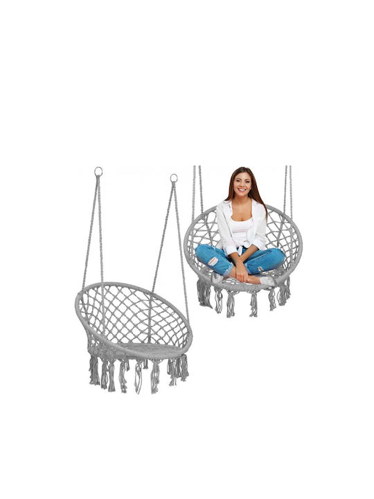 Boho Hängende Garten & Veranda Schaukel Sessel Rattan Grey Belastbarkeit bis 150kg L80xB63xH100cm