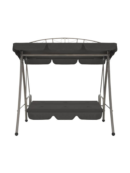 Garten & Veranda Schaukel mit Basis und Kissen 3 Sitze Metallisch Charcoal L198xB120xH205cm
