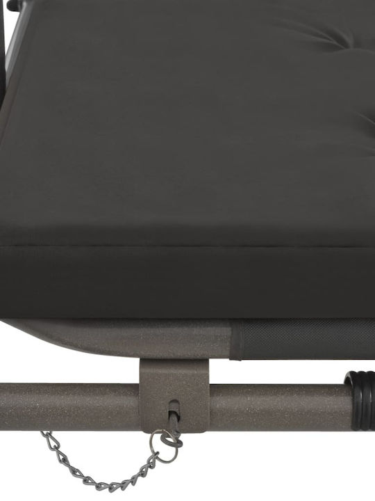 Garten & Veranda Schaukel mit Basis und Kissen 3 Sitze Metallisch Charcoal L198xB120xH205cm