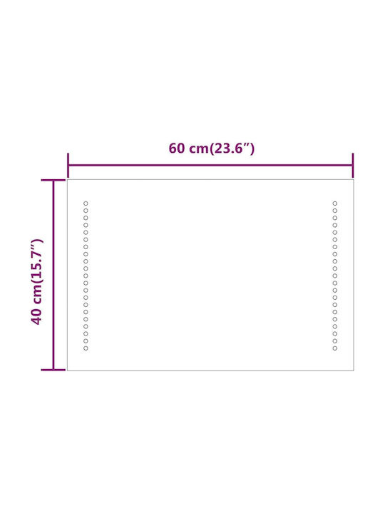 vidaXL Oglindă de Baie Dreptunghiulară Lumini LED Atingere 60x40cm