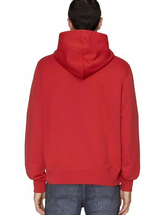 Diesel S-Ginn Herren Sweatshirt mit Kapuze und Taschen Rot