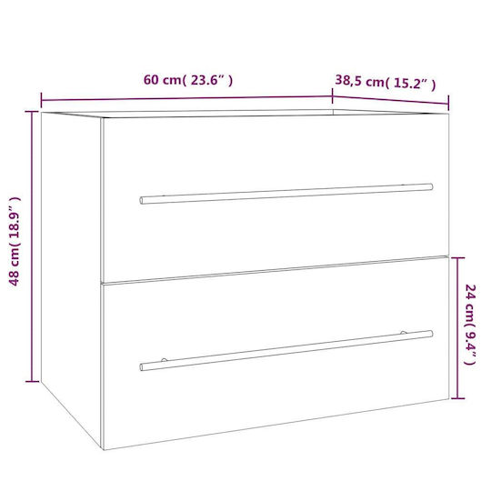 vidaXL Waschtisch ohne Waschbecken L60xB38.5xH48cm Sonoma