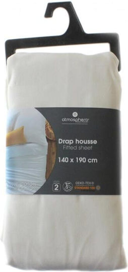 Atmosphera Cearșaf Dublu cu Elastic 140x190cm. Alb