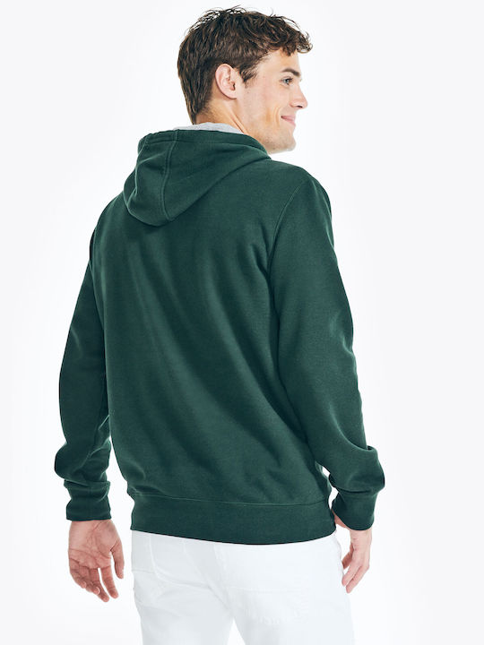 Nautica Men's Sweatshirt with Hood and Pockets Green