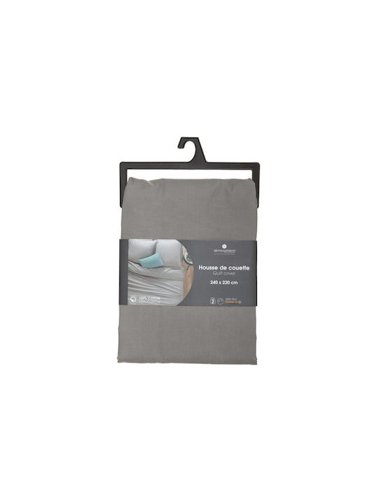Atmosphera Παπλωματοθήκη Βαμβακερή Υπέρδιπλη 240x220 Γκρι