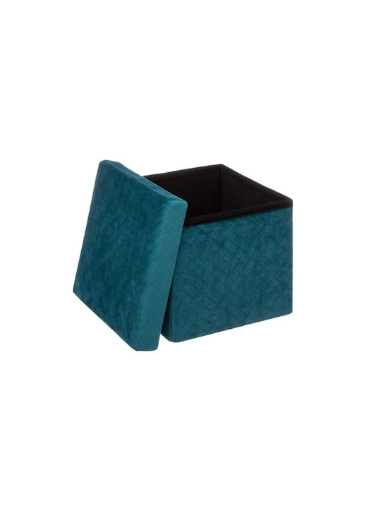 Stool For Living Room With Storage Space Upholstered with Velvet Petrol 31x31x30cm