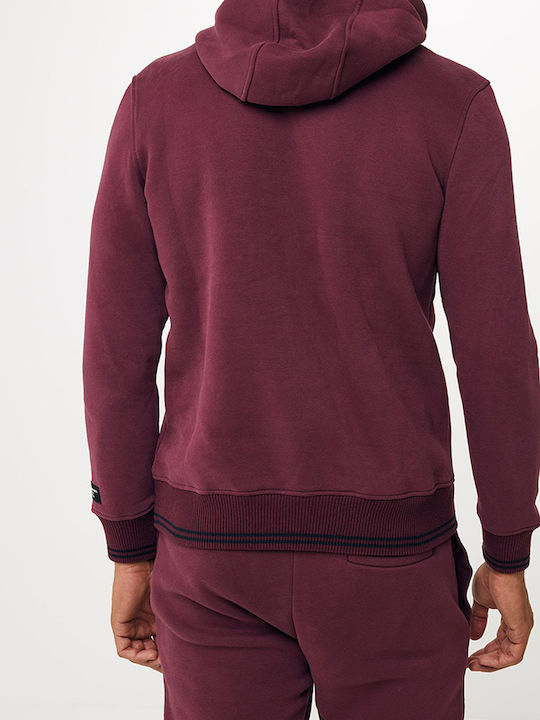 Mexx Men's Sweatshirt with Hood and Pockets Burgundy