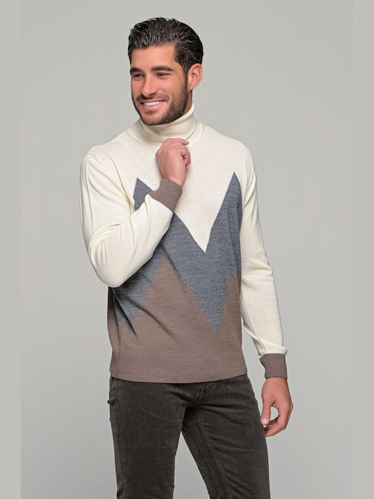 PHOENIX woolen men's knitted turtleneck - 1310100 Ecru