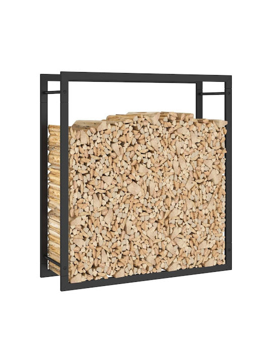 vidaXL Μεταλλικό Ράφι Αποθήκευσης Ξύλων 80x28x86cm Μαύρο