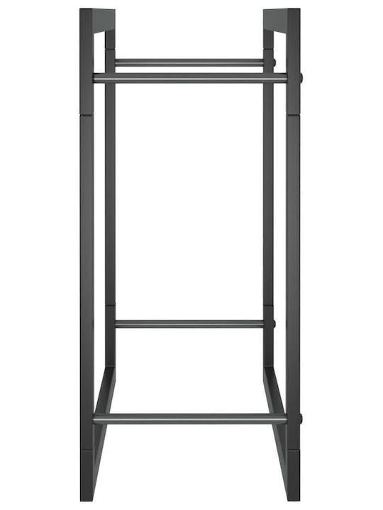 vidaXL Metallic Firewood Shelf 50x28x56cm Black