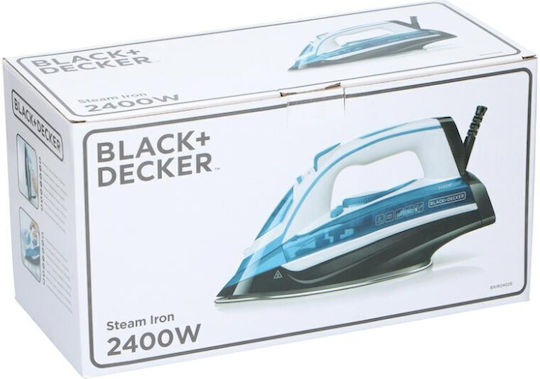 Black & Decker BXIR2402E Steam Iron 2400W with Stainless Steel Plate and Continuous Steam Supply 30g/min